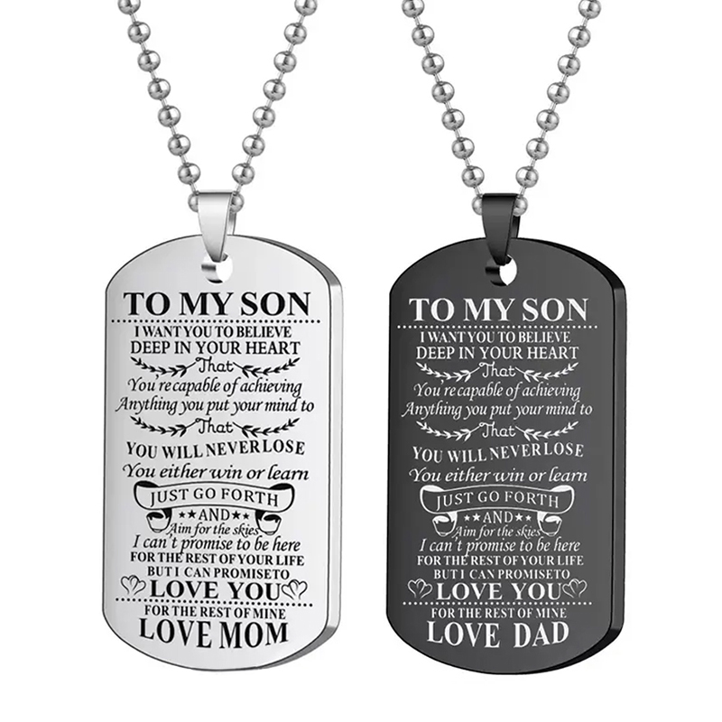 Mens Dog Tag Necklace - An meinen Sohn inspirierende Halskette Schwarz