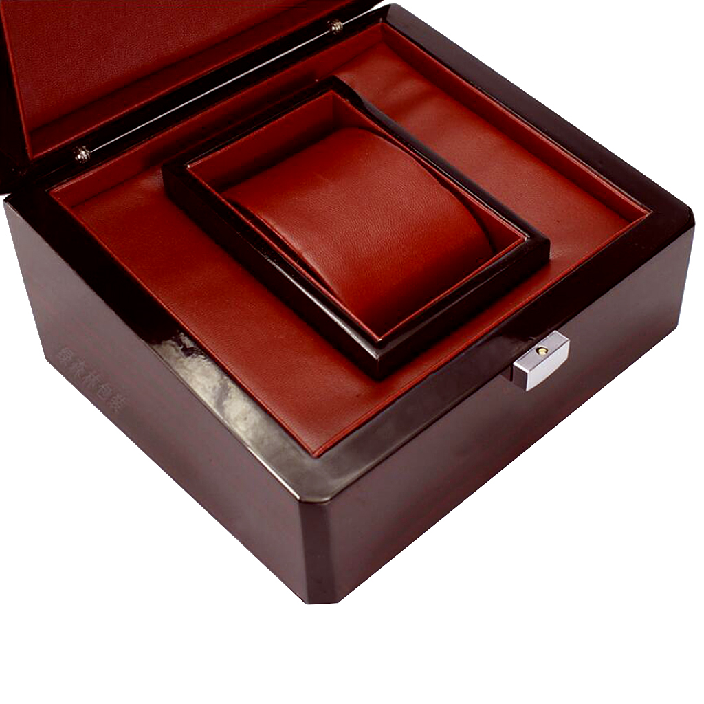 Jewelry Or Watches - Massivholz-Uhrenaufbewahrungsbox mit Rotem Innenfutter Holz-Schmuckpräsentationsbox für