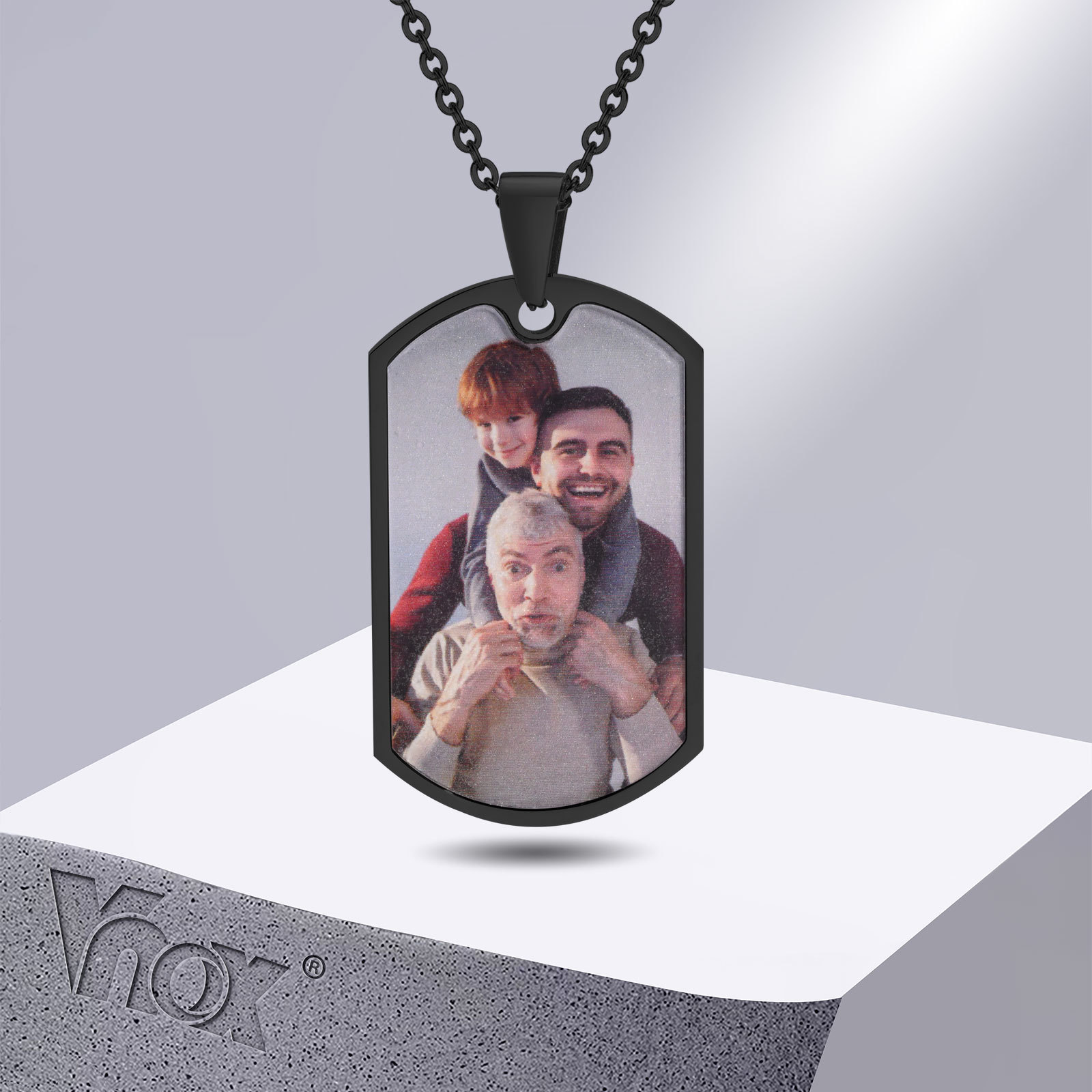 Mens Dog Tag Necklace - Vnox Kostenlose individuelle Fotos mit Wörtern,