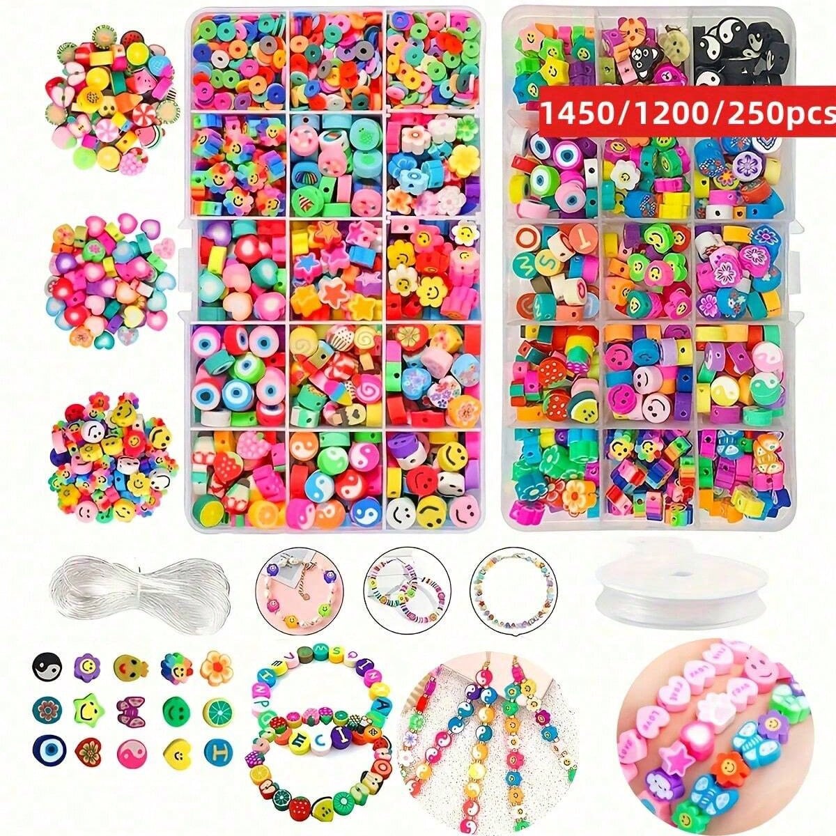 Charm Bracelet Beads - 1450/1200/250 Stück Polymer Clay Perlen Set,