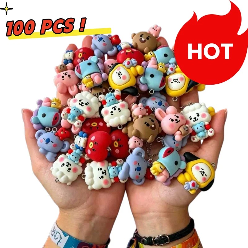 Charm Bracelet Beads - 7 Stück BT21 Harz-Cartoon-Anhänger DIY-Zubehör Bastelbedarf