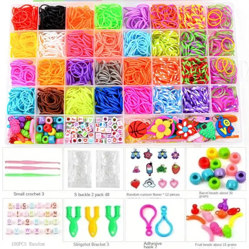 Charm Bracelet Beads - 4300+ Stück 32-Farben-Set mit leuchtenden Gummibändern