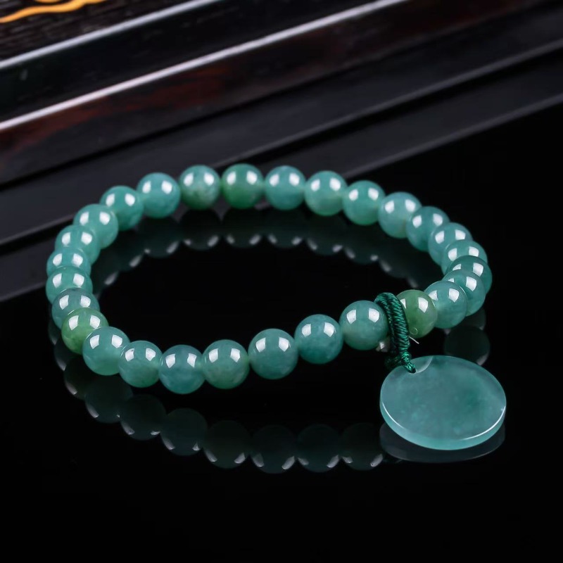 Charm Bracelet Beads - Natürlicher Jadeit Blauwasser-Perlenarmband Handgeknüpftes Luxus-Schmuckarmband Modeschmuck