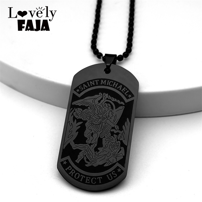 Mens Dog Tag Necklace - Saint Michael schützen uns Erzengel Edelstahl