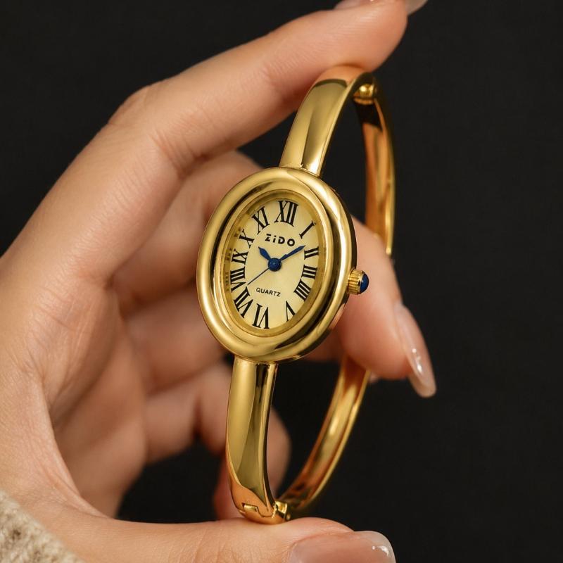 Jewelry Watches Brands - Elegante Damenuhr, Vintage-Stil, ovales Zifferblatt, analoge
