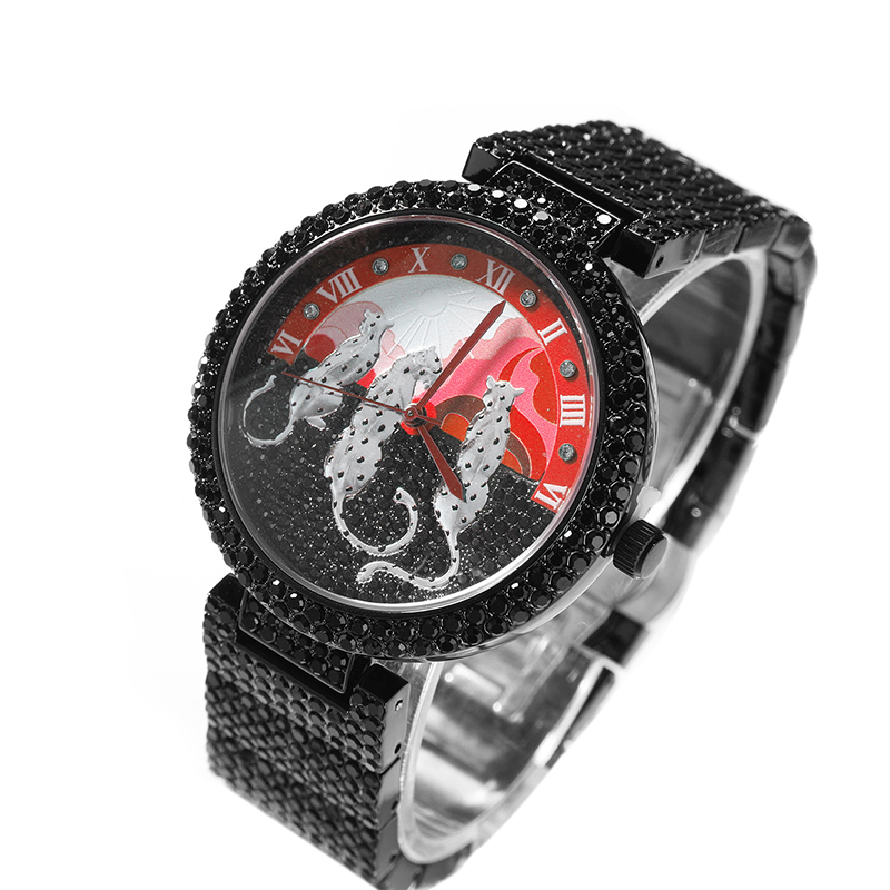 Jewelry Watches Brands - Herrenuhren mit Sonnen- und Leopardenmuster, Quarz-Armbanduhr,