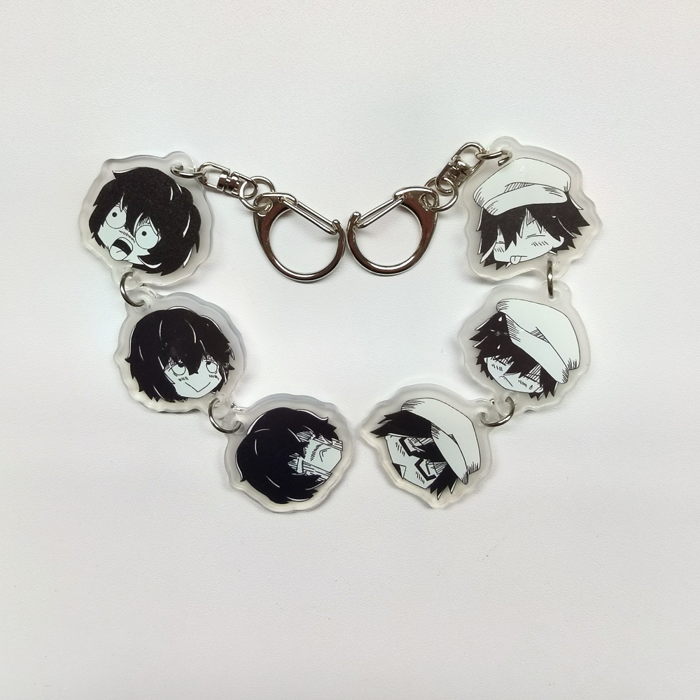 Mens Dog Tag Necklace - Anime Schlüsselanhänger Acryl-Sushi-Hunde Nakajima Dazai Blumen-Schlüsselanhänger
