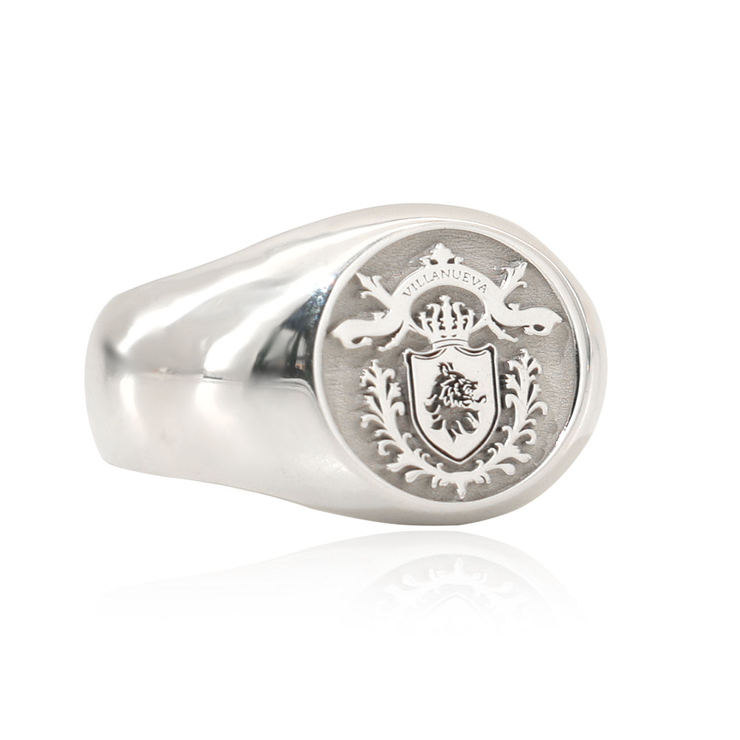 Mens Signet Ring - 17mm runder Herrenring aus massivem 925er