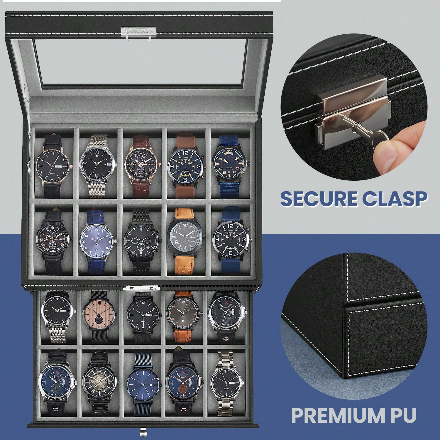 20-Fächer Uhrenbox mit Glasdec – Jewelry Watches For Women Bewertung und Preis