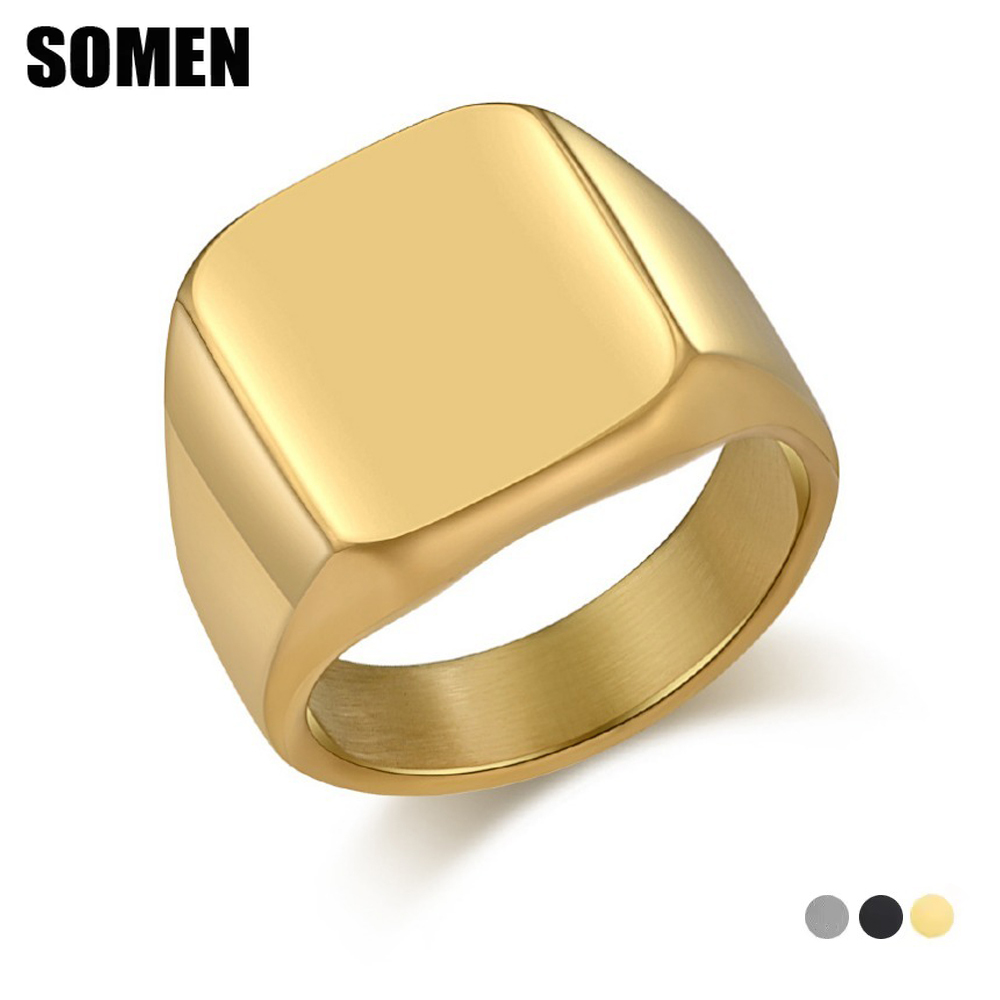 Somen Signet Quadratischer Wol – Mens Signet Ring Bewertung und Preis
