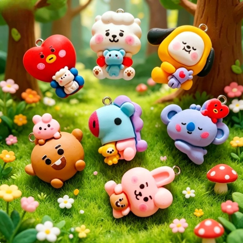 7 Stück BT21 Harz-Cartoon-Anhä – Charm Bracelet Beads Bewertung und Preis