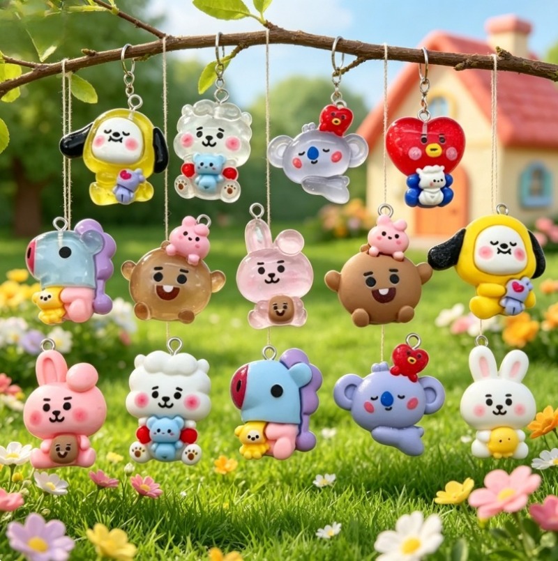 7 Stück BT21 Harz-Cartoon-Anhä – Charm Bracelet Beads Bewertung und Preis