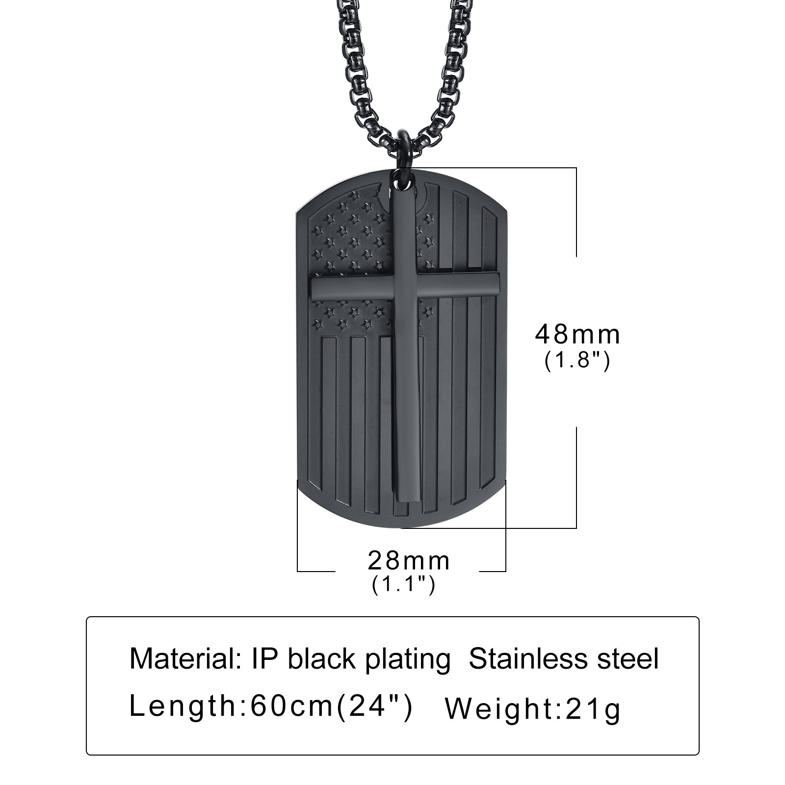 Schwarze Kreuz-Halsketten für  – Mens Dog Tag Necklace Bewertung und Preis