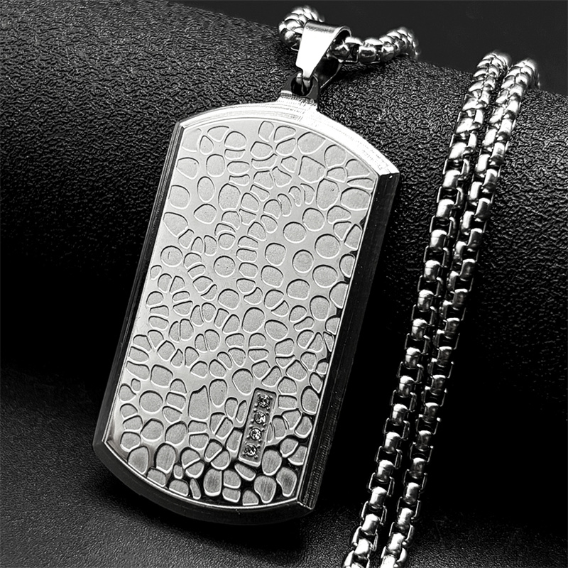 Retro Edelstahl Unregelmäßige  – Mens Dog Tag Necklace Bewertung und Preis