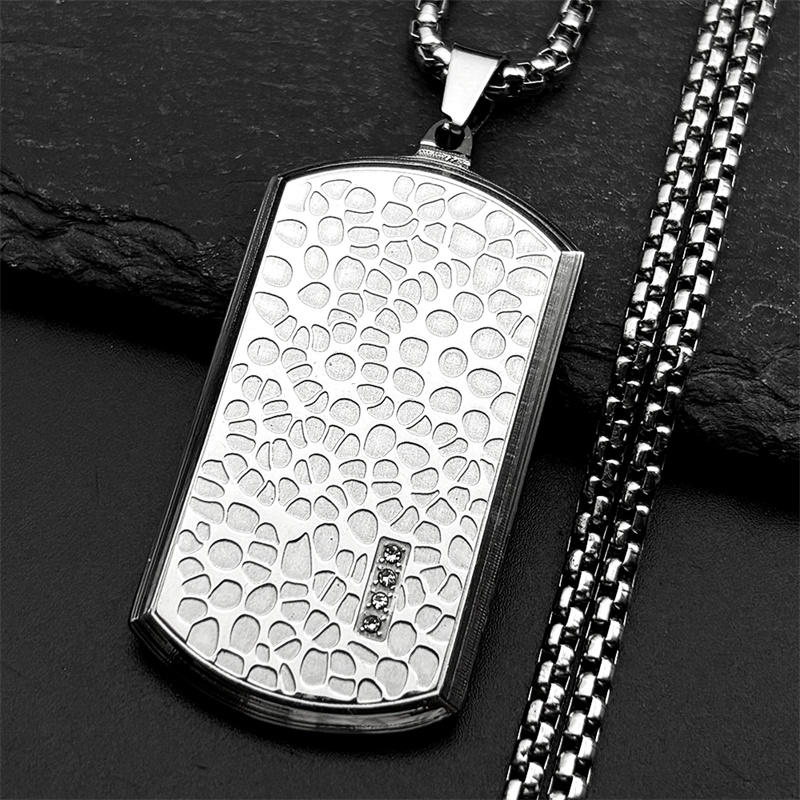 Retro Edelstahl Unregelmäßige  – Mens Dog Tag Necklace Bewertung und Preis
