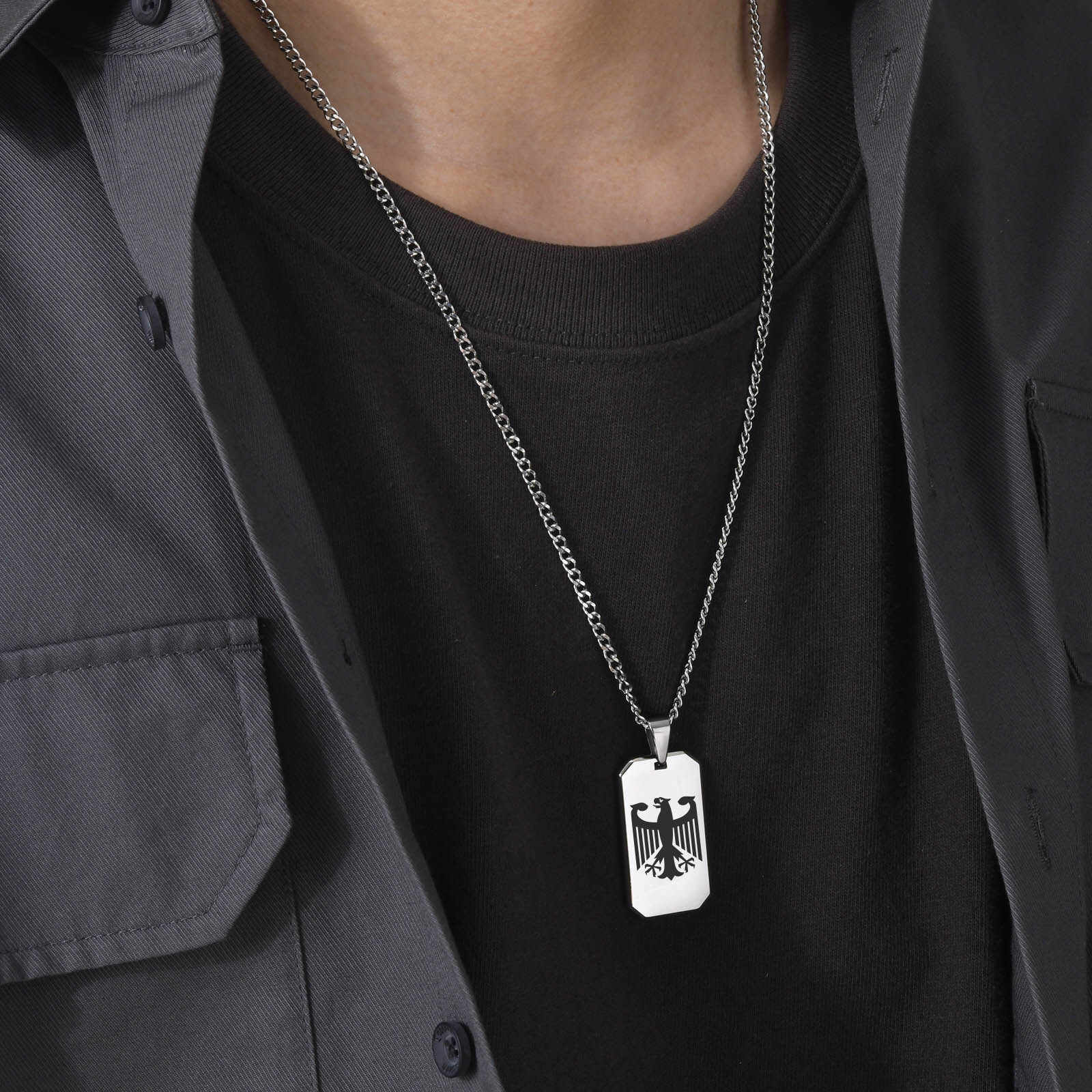 Deutscher Adler, quadratische  – Mens Dog Tag Necklace Bewertung und Preis