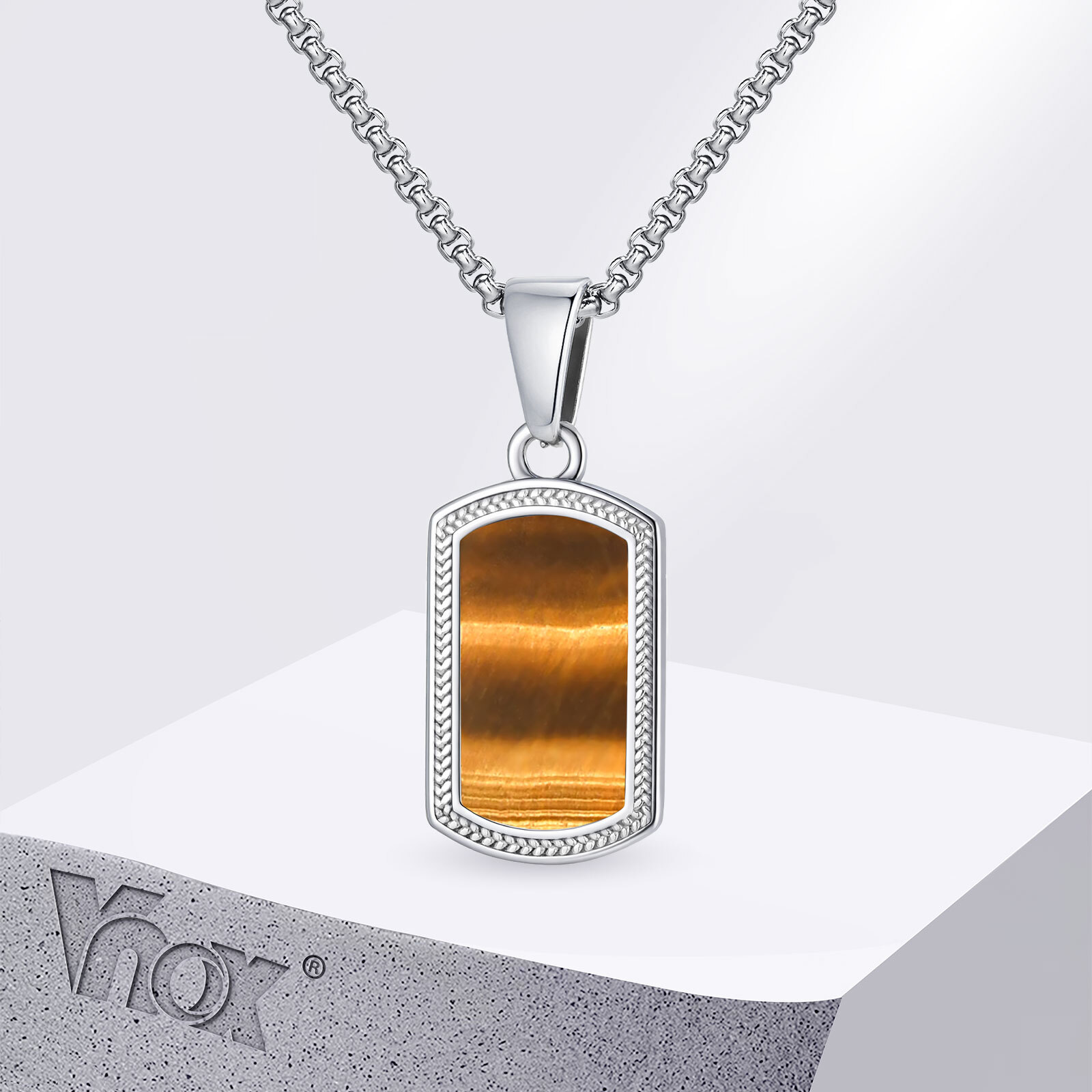 Vnox Edelstahl Tigerauge Stein – Mens Dog Tag Necklace Bewertung und Preis